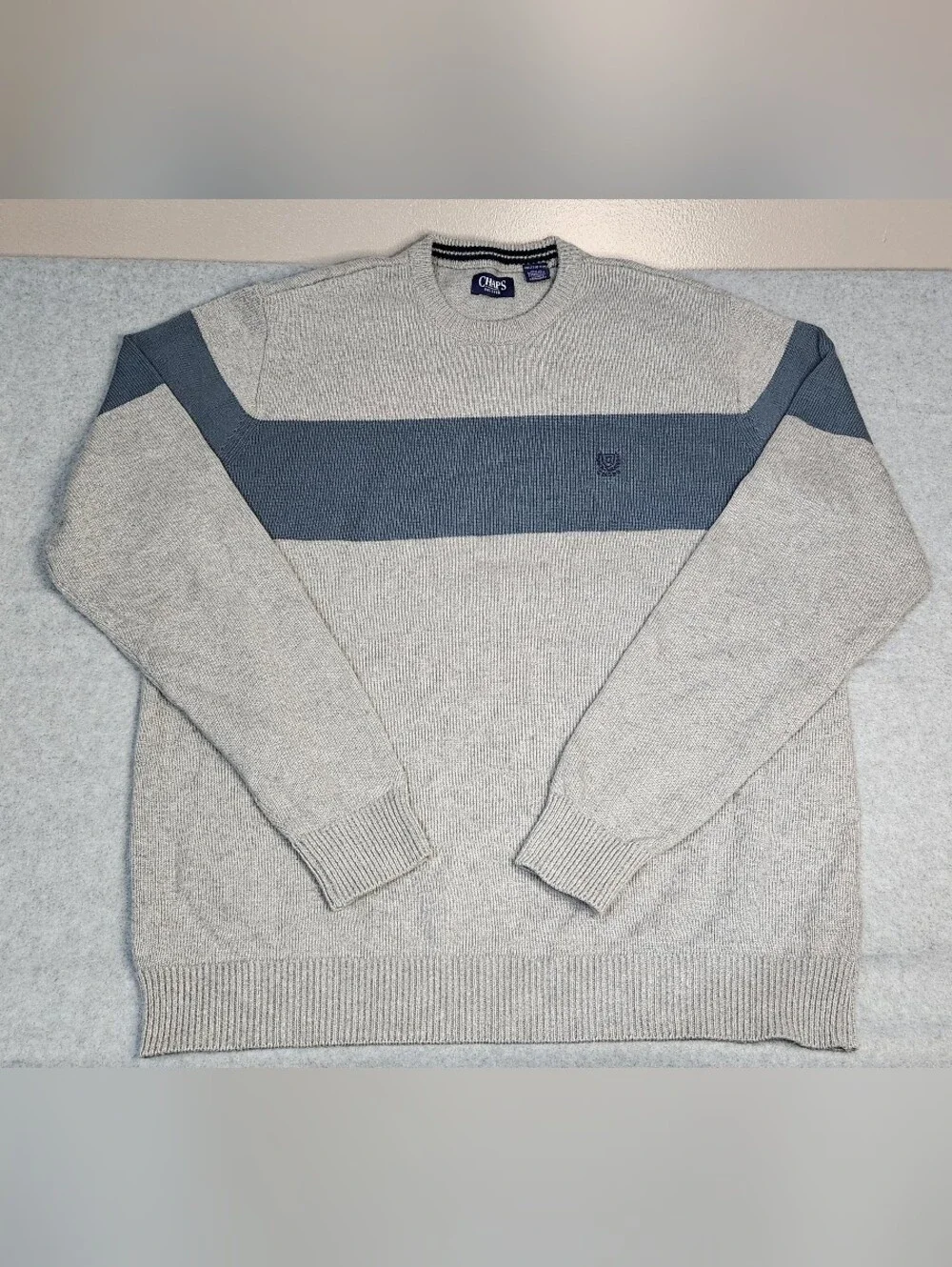 Chaps Men’s Gray And Blue Crewneck Sweater Size XXL